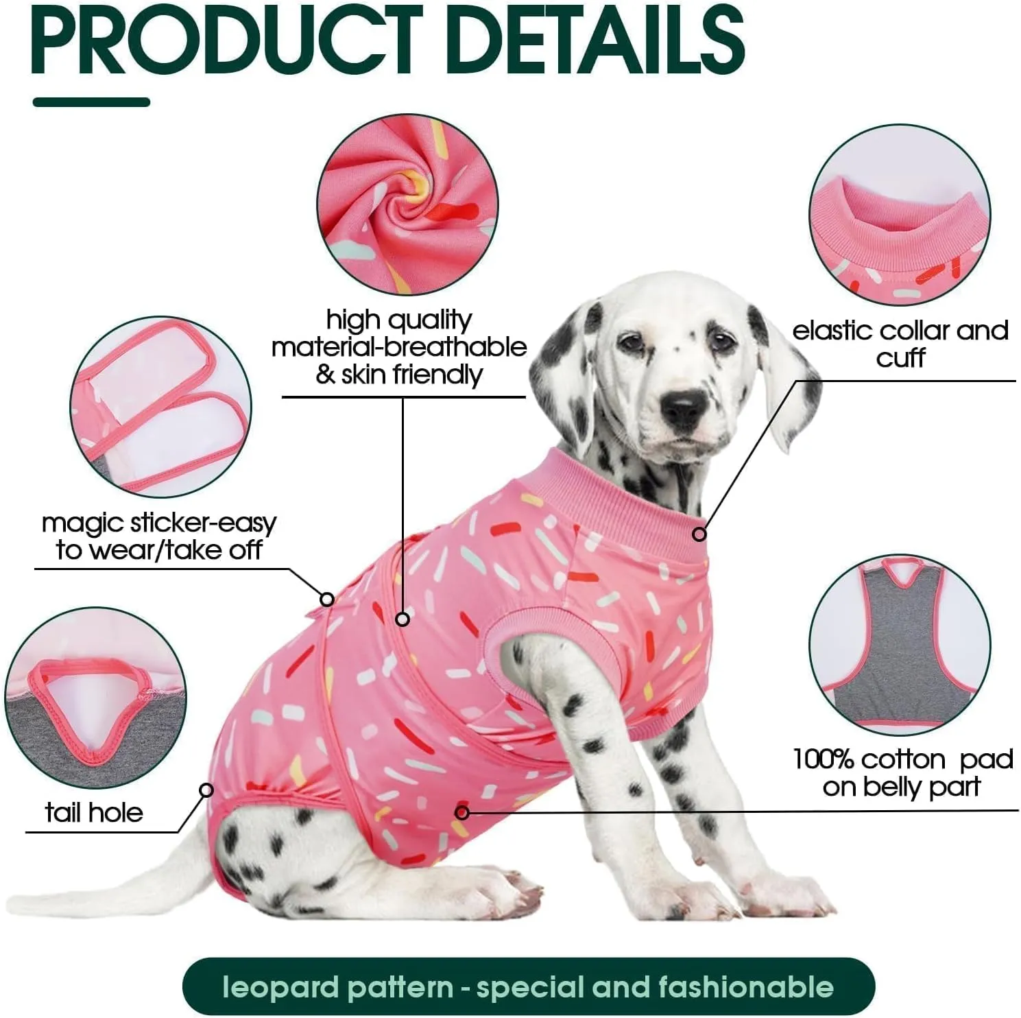 Kuoser Dog Surgery Recovery Suit, Recovery Suit for Female Male Dogs, Dog Onesie After Surgery Spay Neuter, Anti-Licking Pet Surgical Recovery Snugly Suit, Bodysuit for Abdominal Wounds Skin Disease