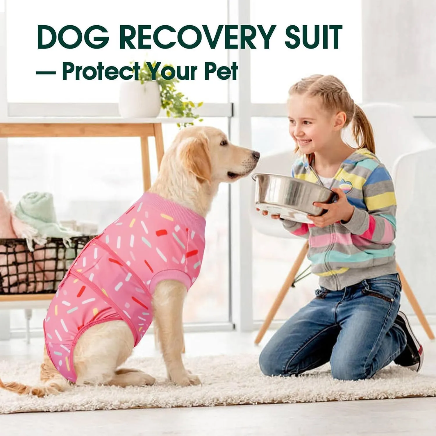 Kuoser Dog Surgery Recovery Suit, Recovery Suit for Female Male Dogs, Dog Onesie After Surgery Spay Neuter, Anti-Licking Pet Surgical Recovery Snugly Suit, Bodysuit for Abdominal Wounds Skin Disease
