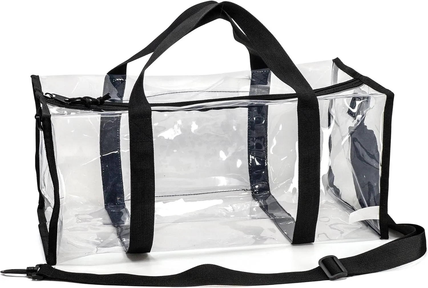 Large Clear Soft Gym Duffel Bag | 19" Transparent Travel Carrier | Front Slip Pocket, Adjustable and Removable Shoulder Strap