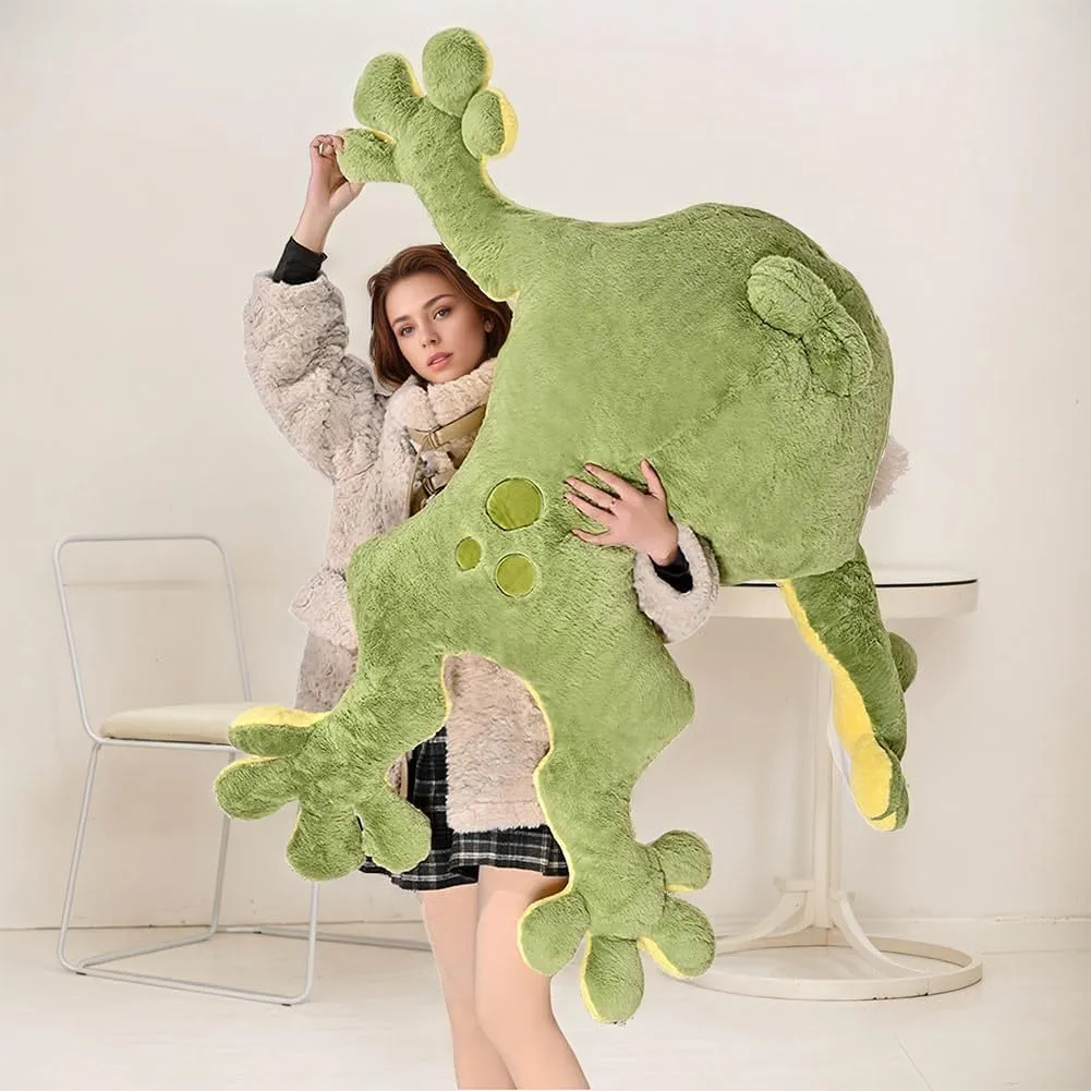 Large Frog Stuffed Animal Green Frog Plush Toy Frog Plushies Hugging Pillow Gift for Boys Girls(51.2in)
