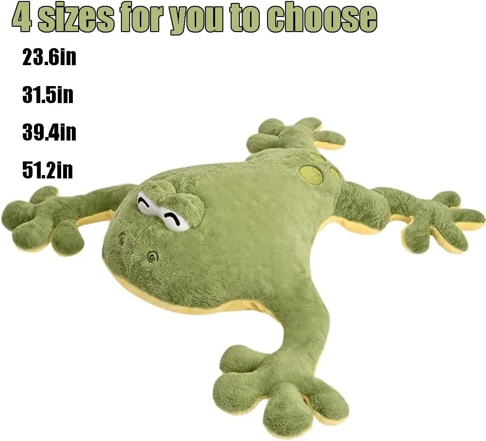 Large Frog Stuffed Animal Green Frog Plush Toy Frog Plushies Hugging Pillow Gift for Boys Girls(51.2in)