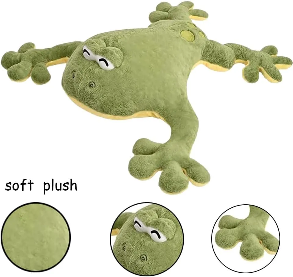 Large Frog Stuffed Animal Green Frog Plush Toy Frog Plushies Hugging Pillow Gift for Boys Girls(51.2in)