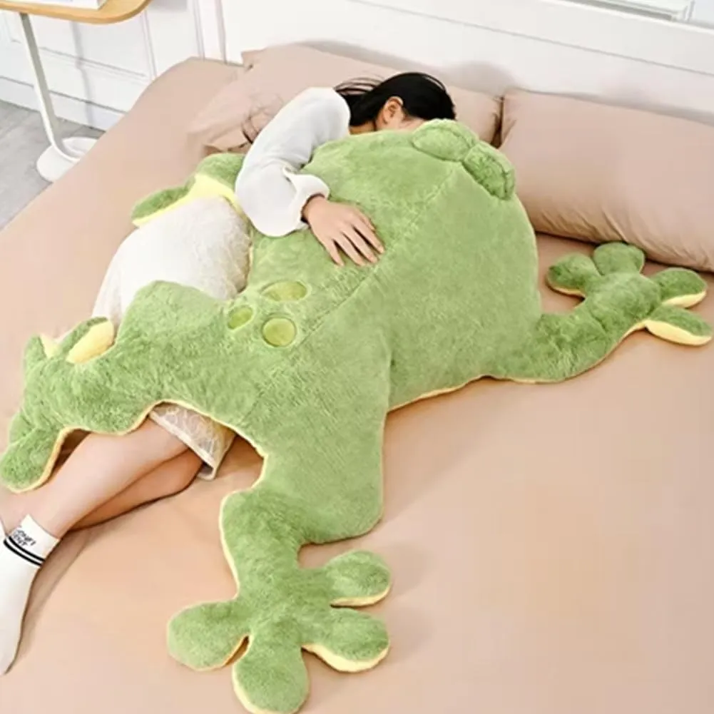 Large Frog Stuffed Animal Green Frog Plush Toy Frog Plushies Hugging Pillow Gift for Boys Girls(51.2in)