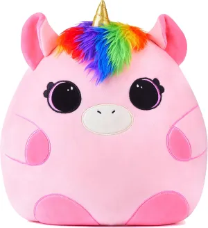 Large Unicorn Plush Pillow Stuffed Animal Toy,Big Size Cute Soft 13" Fat Kawaii Hugging Cuddle Huggable Plushie,Gift for Kids (Unicorn)
