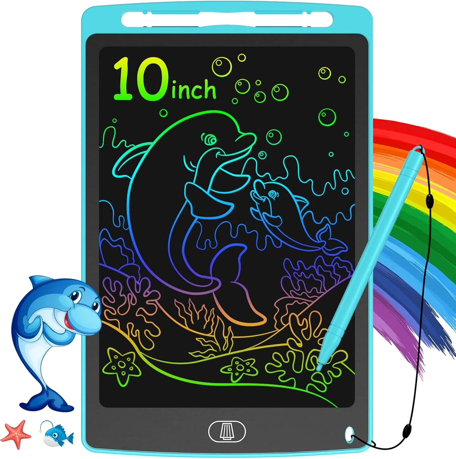 LCD Writing Tablet for Kids, 10 Inch Colorful Doodle Board Drawing Tablet, Electronic Erasable Drawing Pads, Toddler Educational Toys Birthday Gifts for 3 4 5 6 7 8 Year Old Girls Boys (Blue)
