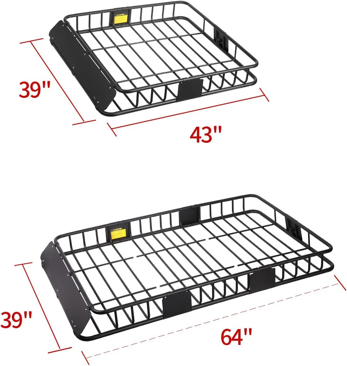 Leader Accessories Roof Rack Cargo Basket Set, Roof Cargo Basket 64'' with Cargo Net 3' x 4' Stretches to 6'x 8' Bungee Net