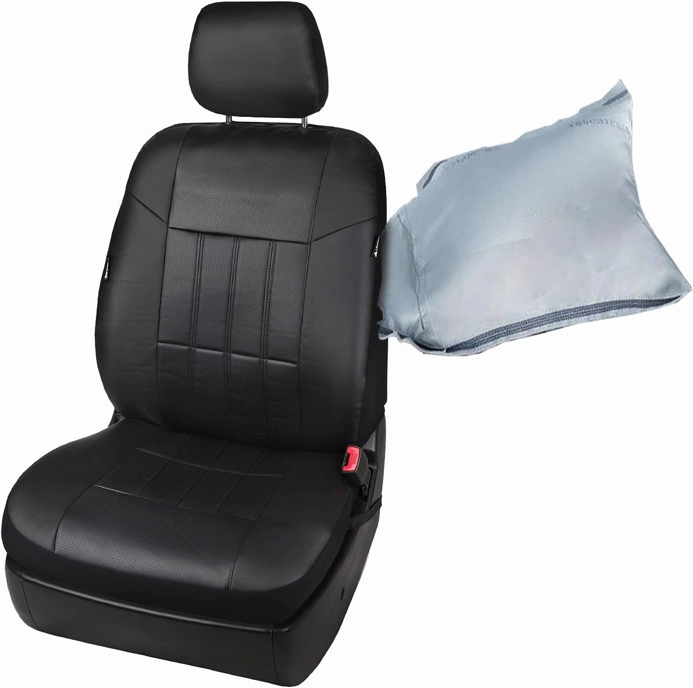 Leader Accessories Auto 2 Leather Car Seat Covers Black Universal Fit Cars SUV Trucks Front Seats with Airbag