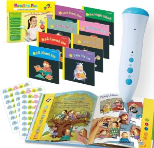 Learn to Read 8 Start Books Educational Toys for Kids Ages 3 4 5 6 7, Interactive Reading Book and 16GB Pen Set for Early Reading Success,Sight Word Phonics Practice for Preschool(Blue Pen)