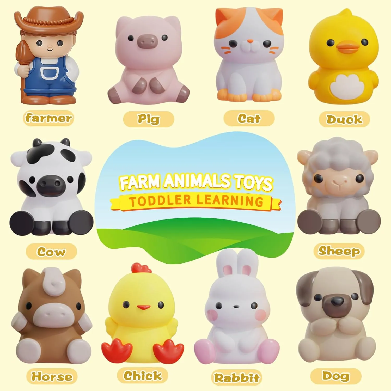 Learning Toy for Toddlers 1 2 3  Years Old, 20 PCS Farm Animal Barn Toy & Finger Puppets, Montessori Educational Toy for Kids,10 Animals & 10 Barns for Babies Boys Girls Easter Christmas Birthday Gift