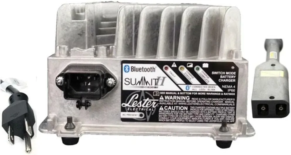Lester Summit Series II Battery Charger - 1050W 24/36/48V with E-Z-GO TXT 36V PowerWise 2-Pin Plug with 12 Ft. DC Cord