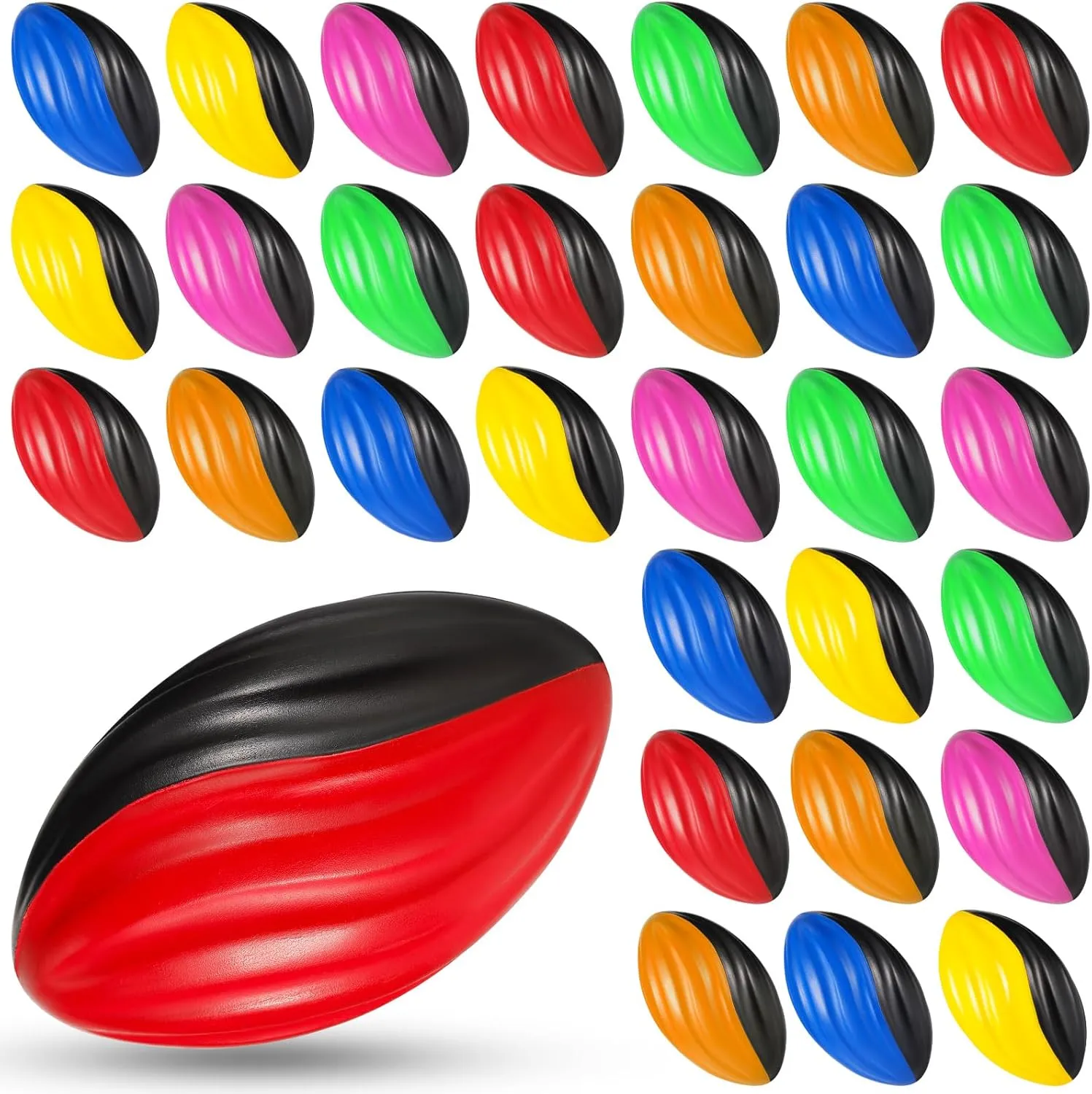 Libima 30 Pack Mini Footballs Bulk 7 Inch Small Toy Footballs Spiral Foam Soft Sports for Indoor Outdoor Play Game Boys Girls Party Supplies