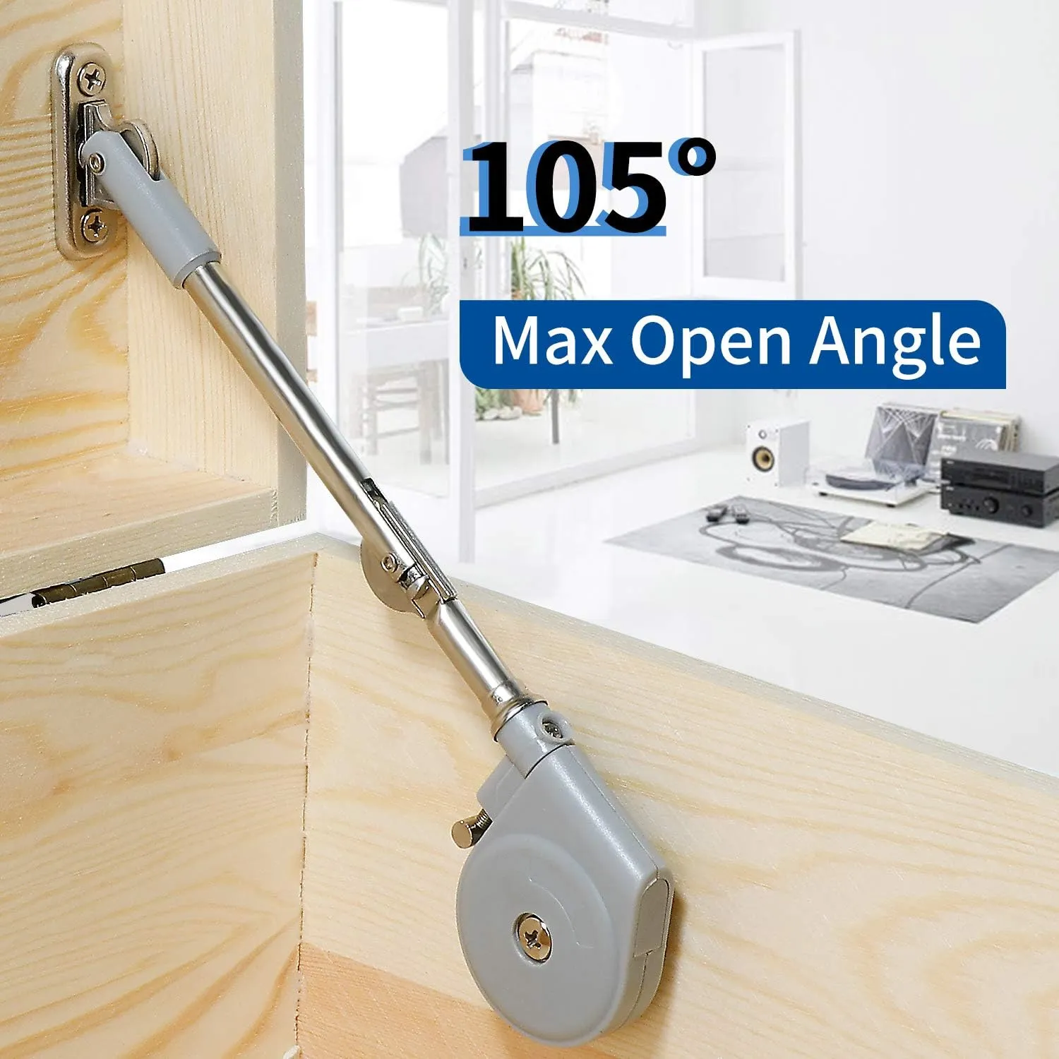 Lid Stay 105 Degree Open with Soft Close, Lid Support for Toy Box and Upward Top-Opening Flap Doors 2 Pack, Easy to Install