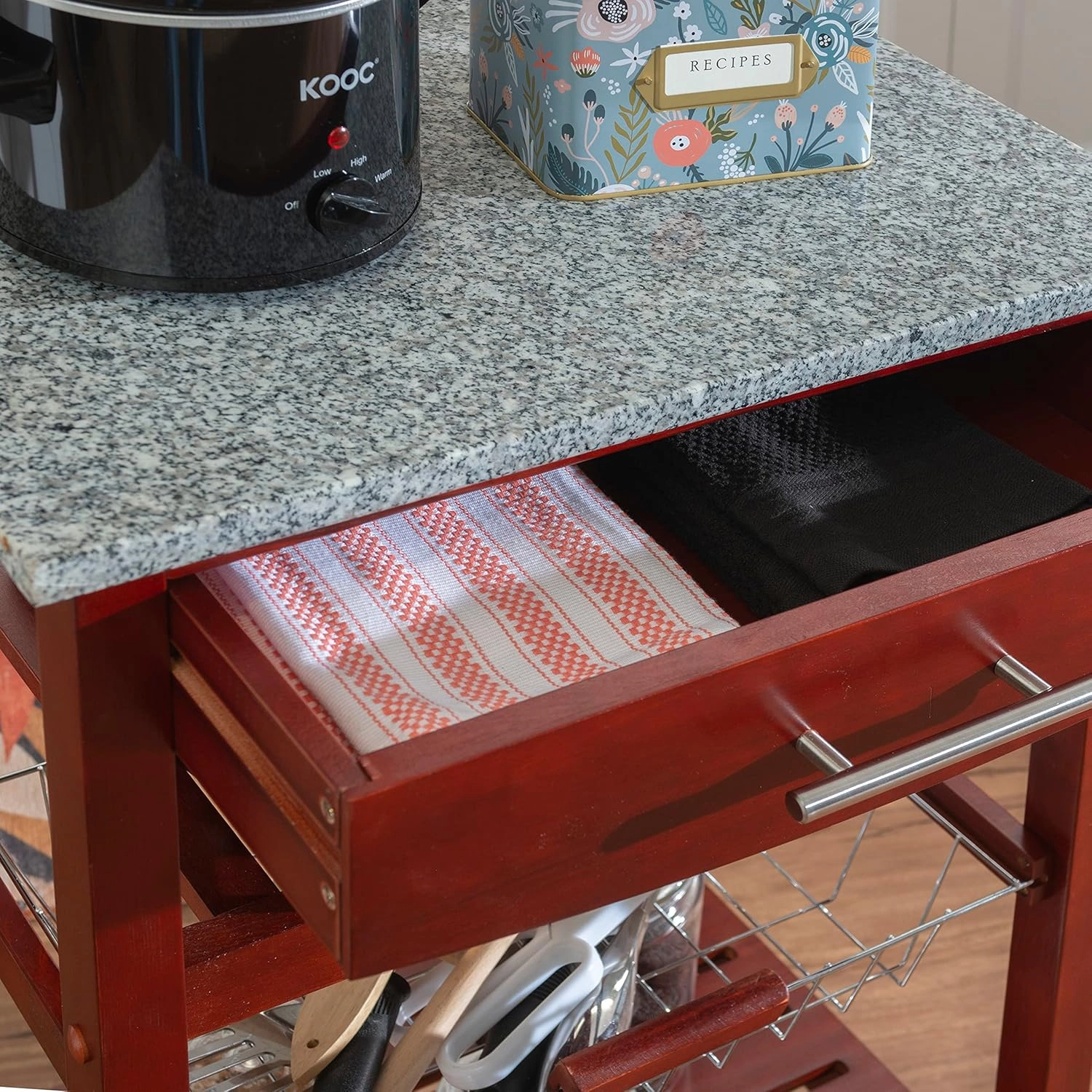 Linon Kitchen Island Granite Top, 33.88" x 22.8" x 15.63", Wenge