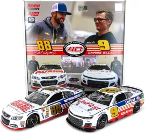 Lionel Racing Chase Elliott/Dale Earnhardt Jr Dual Autographed 2024 Elite Darlington Throwback 2-Car Set Diecast Car 1:24 Scale