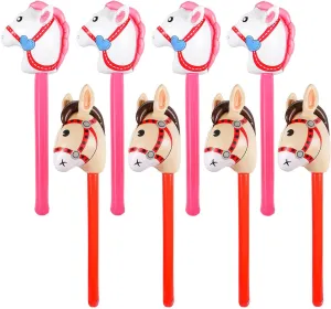 LIYDE 8 Pieces Inflatable Stick Horse, Inflatable Horse on Stick Cowboy Party/Farm Party/Christmas/Horse Party/Horse Birthday Party Decorations Supplies Favors, 37 Inches
