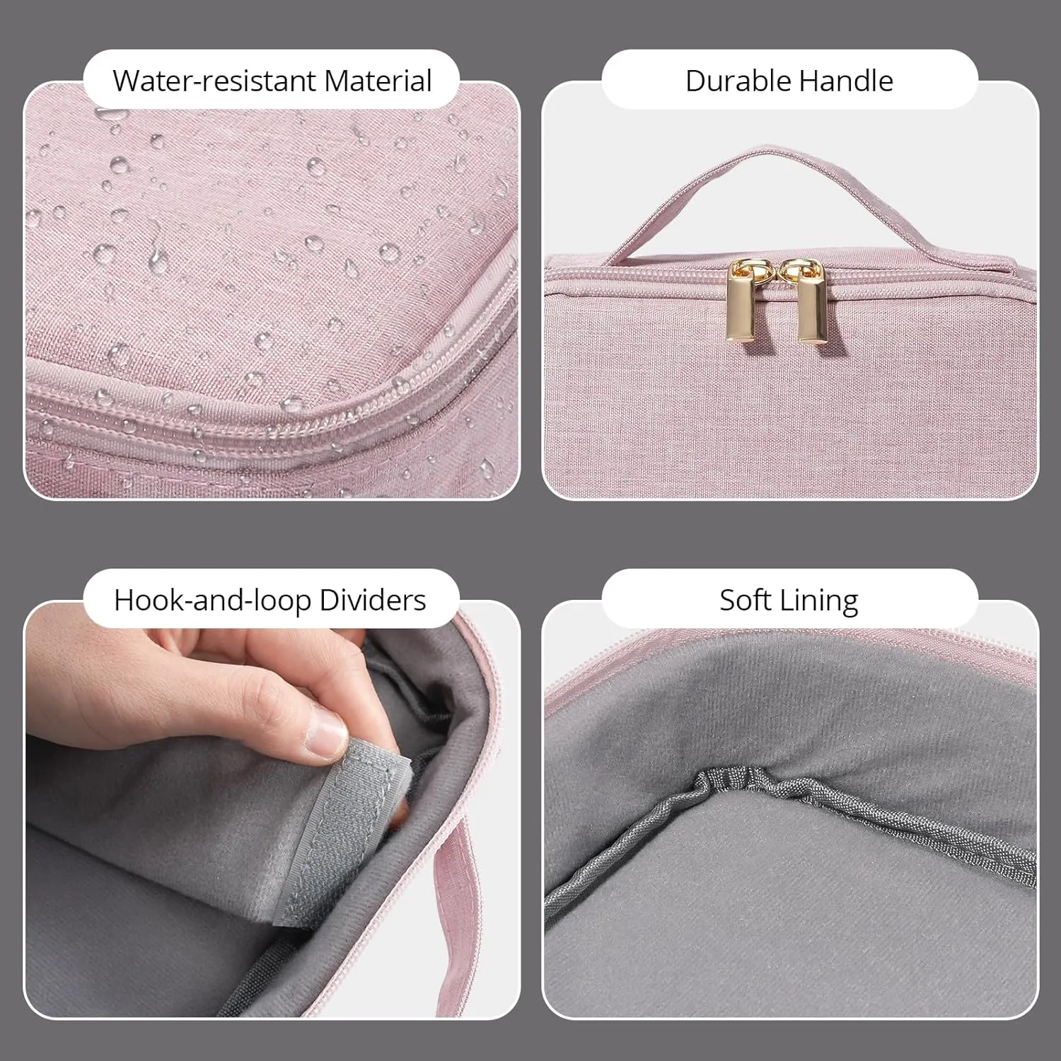 Lolalet Travel Sunglasses Organizer Storage Case, Adjustable Slots Multiple Eyeglasses Storage Bag, Portable Glasses Eye Wear Holder for Men Women Traveling -4 Slots, Pink