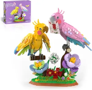 Love Birds Building Toy Set, Cockatiel Lover Birds Building Blocks, Home Love Decor Valentines Day Birthday Easter for Mom Lover Adults Kids