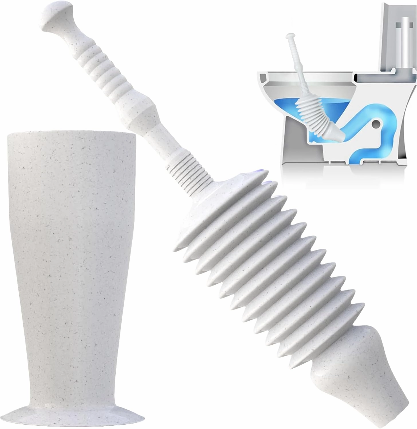Luigi's World's Best Plunger - Unclogger Tools for Unblocking Toilet - Heavy Duty Plungers with Effective Unblocker Bellows Design - Remover Tool to Unblock Toilet Blockage - Grey