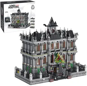 Lunatic Asylum City Modular Building Bricks Set,MOC Street View Architecture 3 Levels Insane Asylum Hospital Modular Buildings Construction Sets Ideas Gifts for Adults,Custom613002(7527 Pcs)
