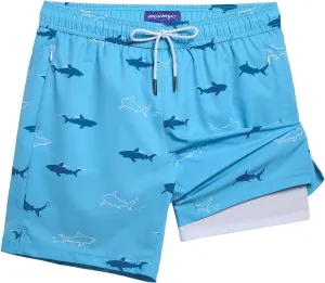 maamgic Mens Swim Trunks with Compression Liner 7" Bathing Suit Quick Dry Swimming Trunks for Men with Zipper Pockets