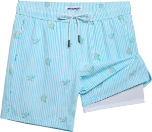 maamgic Mens Swim Trunks with Compression Liner 7" Bathing Suit Quick Dry Swimming Trunks for Men with Zipper Pockets
