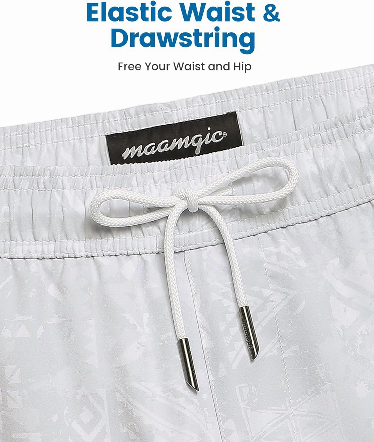 maamgic Mens Swim Trunks with Compression Liner 5" Stretch Beach Shorts Quick Dry with Zipper Pockets No-Chafing Board Shorts