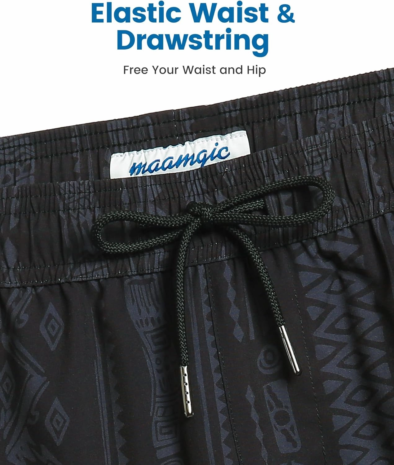 maamgic Mens Swim Trunks with Compression Liner 5" Stretch Beach Shorts Quick Dry with Zipper Pockets No-Chafing Board Shorts