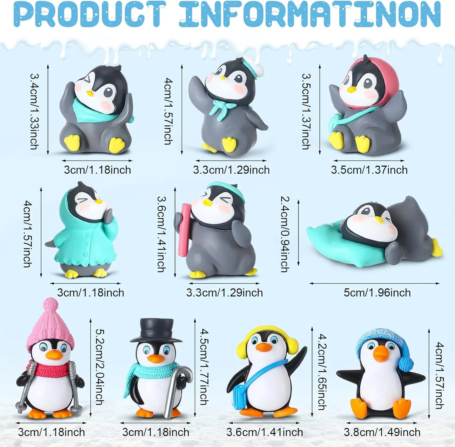 Macarrie 20 Pcs Penguin Figurines Cute Penguin Figures Characters Toys Cake Toppers Decorations Winter Small Figurines for Boy Girl Gift Birthday Landscape Party(Cute Style)