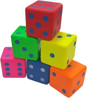 Macro Giant 3.2 Inch PU Soft Foam Playing Dice, Set of 6, Round Edge, Toy Brick, Board Games, Math Teaching, Family Game, Wedding Games, Kid Toy Gifts, Educational Toy
