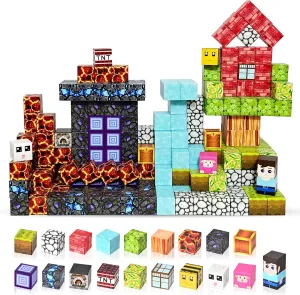 Magnetic Blocks-100PCS Magnetic Building Cube Toys For Boys & Girls Age 3-4 4-5 6-8, STEM Montessori Sensory Toys for Toddlers Gifts for 3  Years Old, Stacking Construction Easter Birthday Gifts