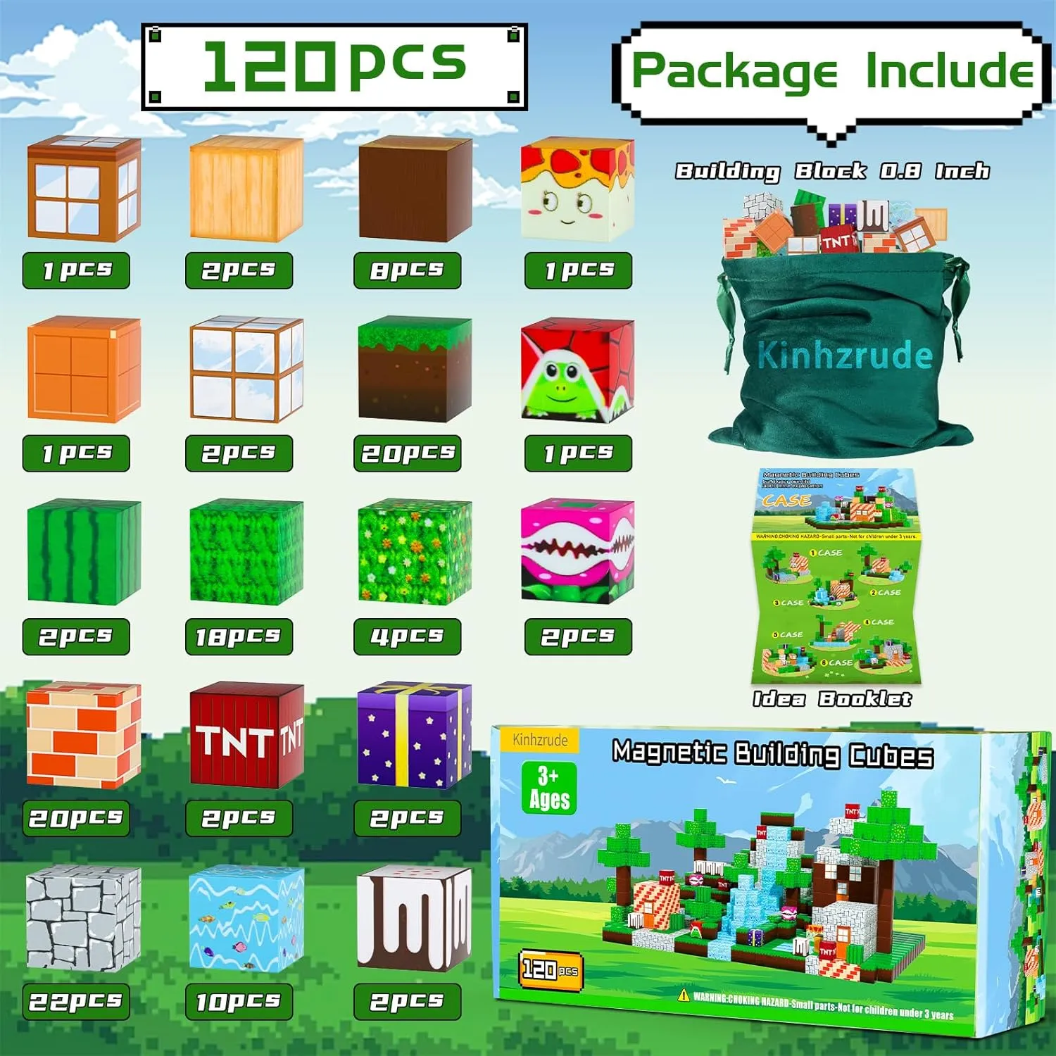 Magnetic Blocks - 120PCS Magnetic Building Blocks Toys,Toddler Montessori Game Creative Construction Toys for Boys Girls,Magnet Tiles Cubes STEM Sensory Toys Birthday Gift for Kids Ages 4 5 6 7 8 9 10