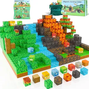 Magnetic Blocks - 120PCS Toy Build Set, Magnetic Building Blocks STEM Sensory Toys, Creative Kids Gift for 3  Year Old Boys Girls (Dinosaur)