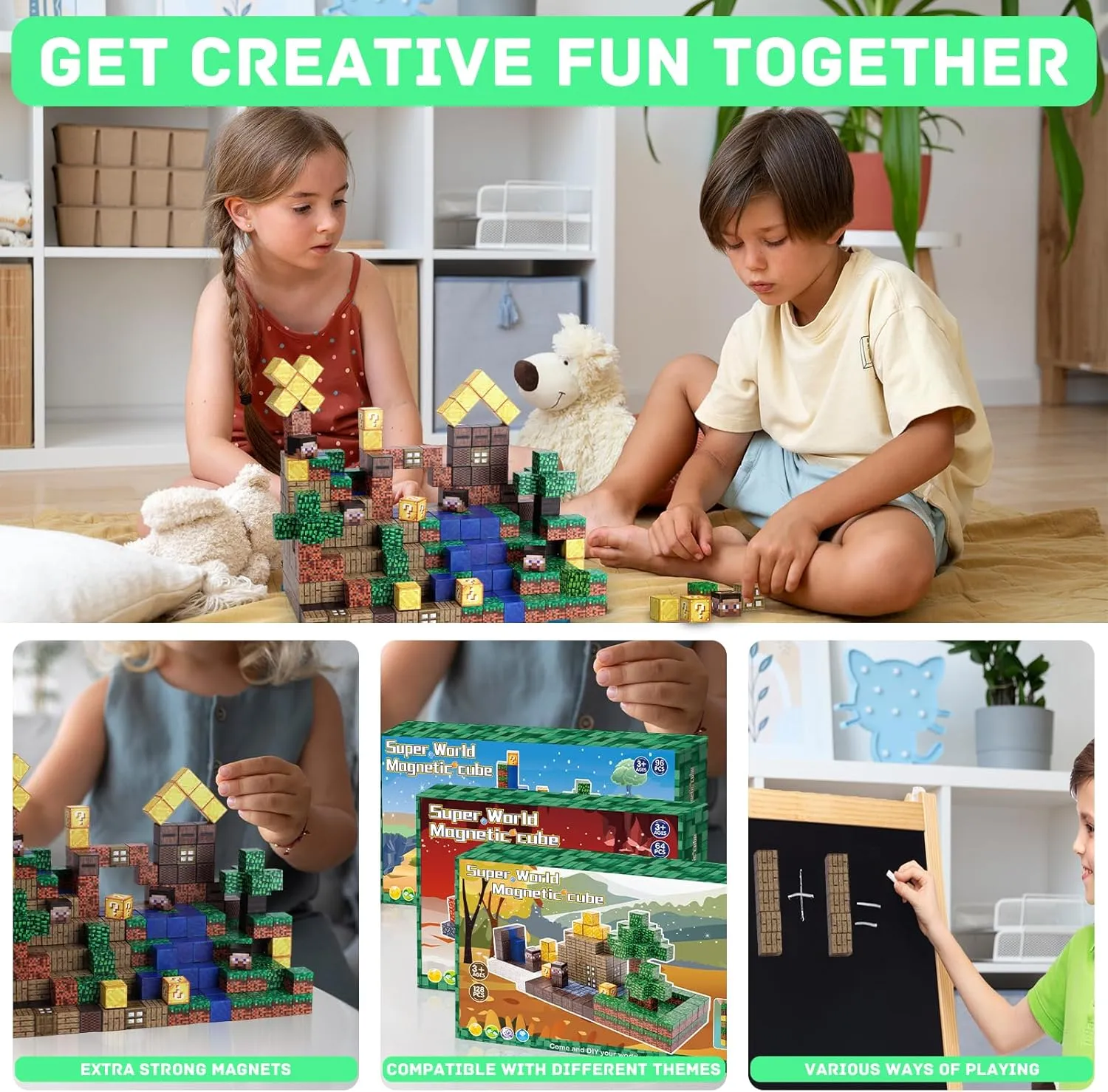 Magnetic Blocks for Kids - 128PCS Building Toys for Toddler, Building Magnet Cube Toy for Boys Girls, STEM Sensory Educational Game, Birthday Gifts for Toddlers Kids Ages 3 4 5 6 7 8
