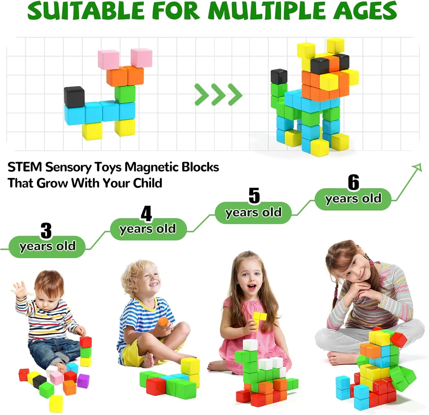 Magnetic Blocks for Toddlers -Classroom Must Haves STEM Learning Toys for 3-5 Year Old Boys & Girls, Safe & Strong Building Blocks with ASMR Sounds,Ideal Gifts for Kids 3 