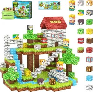 Magnetic Blocks with Forest Animals Toys, Build Mine Magnet World Set, Magnetic Tiles Building for Boys & Girls Age 4-8 5-7, STEM Montessori Sensory Toys for Toddlers Kids Gifts for 3  Years Old