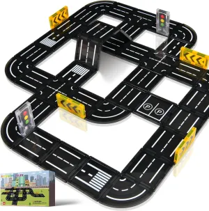 Magnetic Tiles Road Expansion Pack, Magnetic Building Blocks Construction Toys for 3 Year Old Boys Girls, Kids Toy Montessori Toys for Toddler.