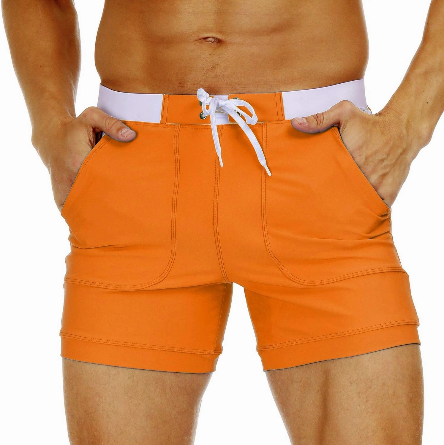 MAGNIVIT Men's Swimwear Swimsuits Solid Basic Long Swim Sport Trunks Board Shorts with Pockets