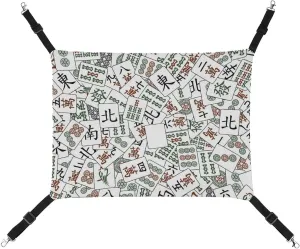 Mahjong Tiles Cat Hanging Hammock Soft Breathable Pet Cage Dog Hammock with Adjustable Straps and Metal Hooks