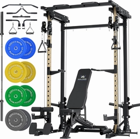 MAJOR FITNESS Drone3 Power Cage - Multi-Function Power Rack for Home Gym, Squat Rack with Pull-up Bar, Cable Crossover System, J-Hooks, for Strength Training, Heavy-Duty Steel Construction