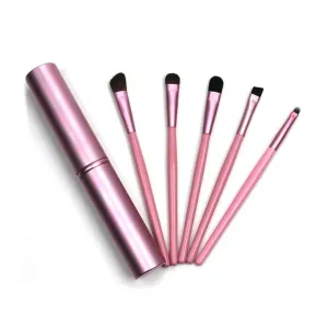 Makeup Brush 5pcs Travel Portable Mini Eye Makeup Brushes Set Smudge Eyeshadow Eyeliner Eyebrow Brush Lip Make Up Brush Kit Professional Cosmetic Products (Color : D), Pink