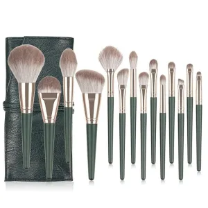 Makeup Brushes 14pcs Professional Brush Set Green Soft Powder Foundation Face Eye Brow Shadow
