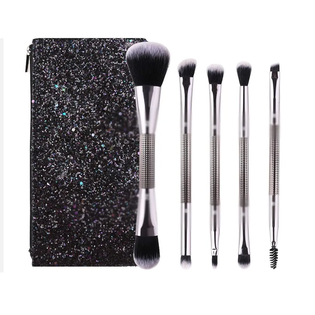 Makeup Tool Dispersal Powder Eye Shadow Foundation Brush 5 Piece Suit, Black