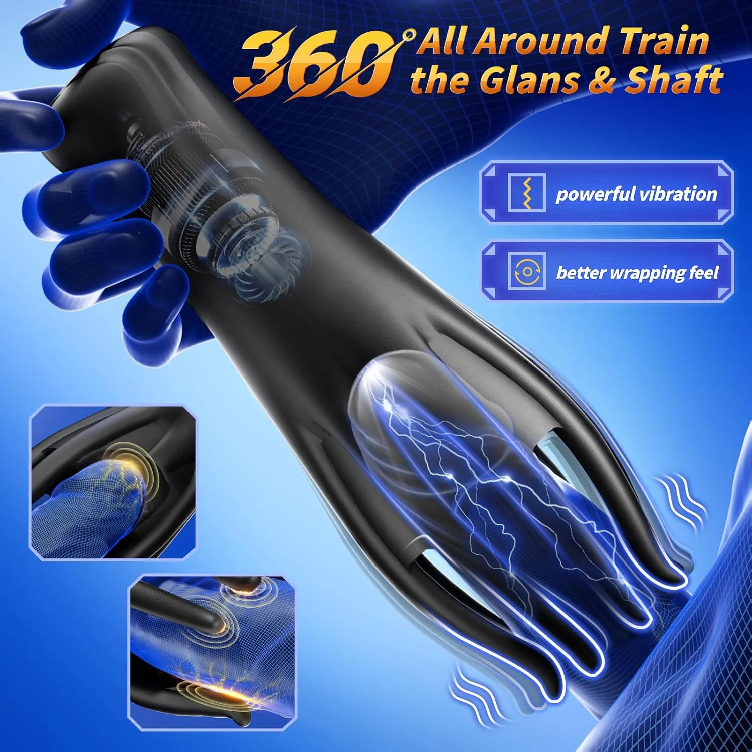 Male Masturbator Male Sex Toys for Men Adult Toys for Men with 10 Powerful Mens Penis Training Vibrator Stroker Sex Toy Masturbators Sex Machine 360 Training Wrap Gay Adult Sex Toys & Games