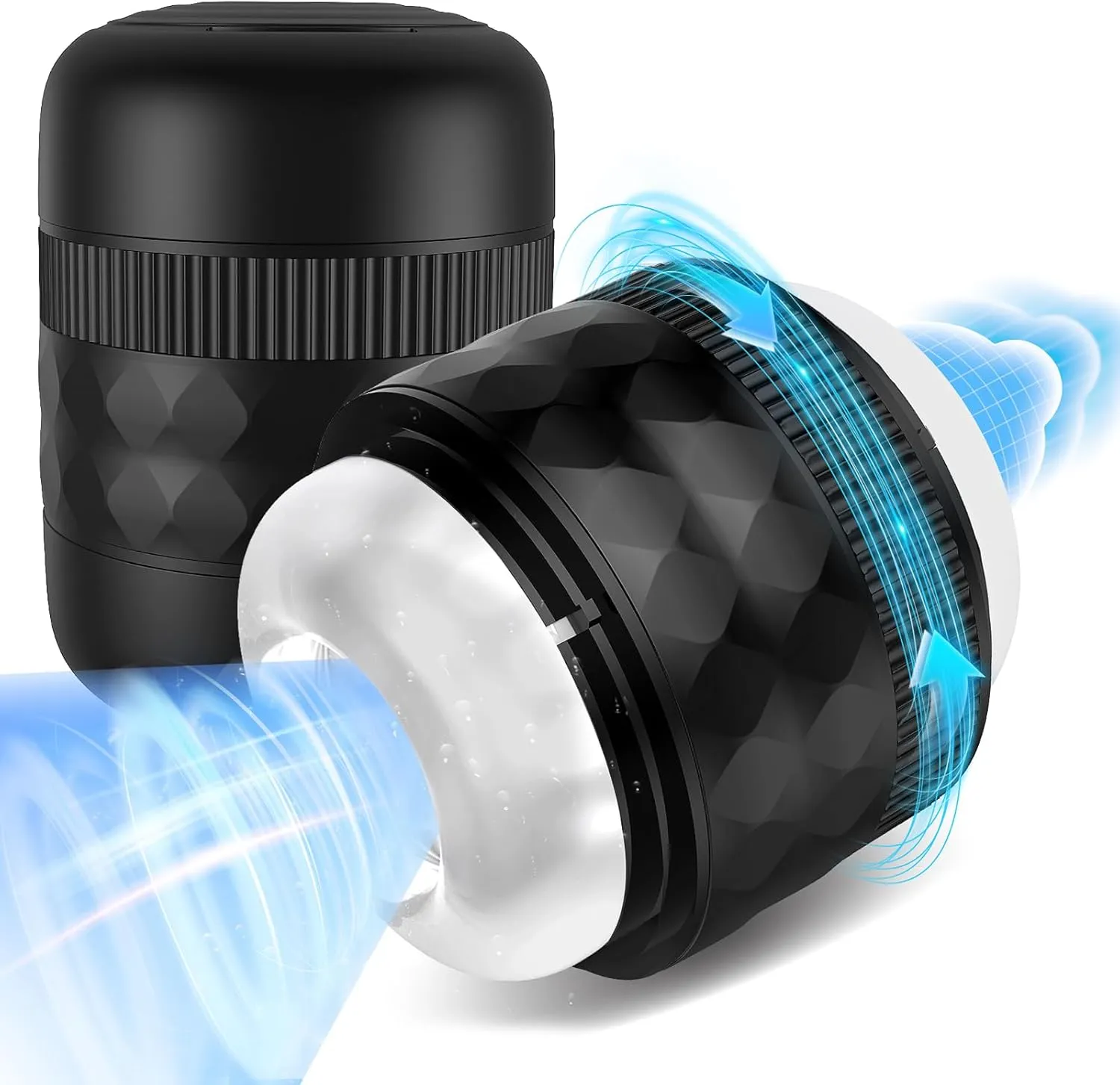 Male Masturbator with Adjustable Tightness, Male Sex Toys for Men with 3D Textured Open Ended Stroker, Realistic Pocket Pussies Blowjob Penis Sleeve Masturbation Onahole Adult Toys & Novelties (Black)