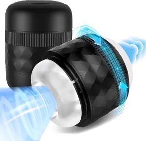 Male Masturbator with Adjustable Tightness, Male Sex Toys for Men with 3D Textured Open Ended Stroker, Realistic Pocket Pussies Blowjob Penis Sleeve Masturbation Onahole Adult Toys & Novelties (Black)