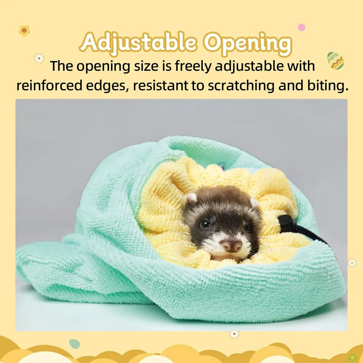 MANON ROSA Ferret Bath Towel Bag - Fast Drying Absorbent Bathrobe with Adjustable Drawstring Microfiber Towel for Small Animals Sugar Gliders Rats Hamster (Dark Green)