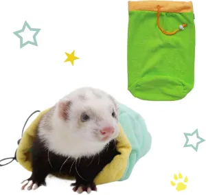 MANON ROSA Ferret Bath Towel Bag - Fast Drying Absorbent Bathrobe with Adjustable Drawstring Microfiber Towel for Small Animals Sugar Gliders Rats Hamster (Dark Green)