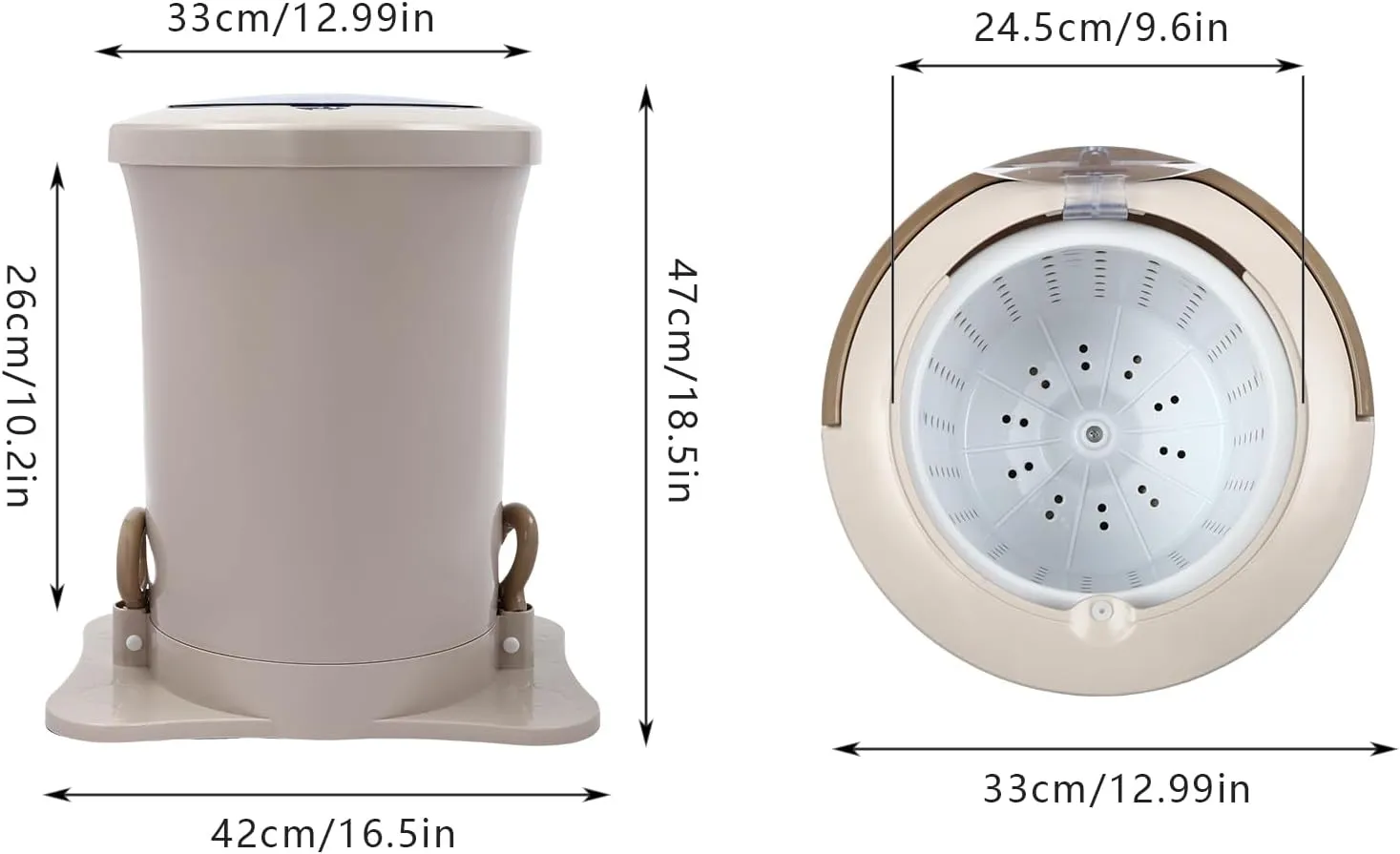 Manual Clothes Dehydrator Foot Pedal Laundry Dryer Compact Spin Dryer Non Electric Clothes Spinner Dryer 12L/ 3.17Gallon Large Capacity Foot Powered Dehydrator for Wet Clothes