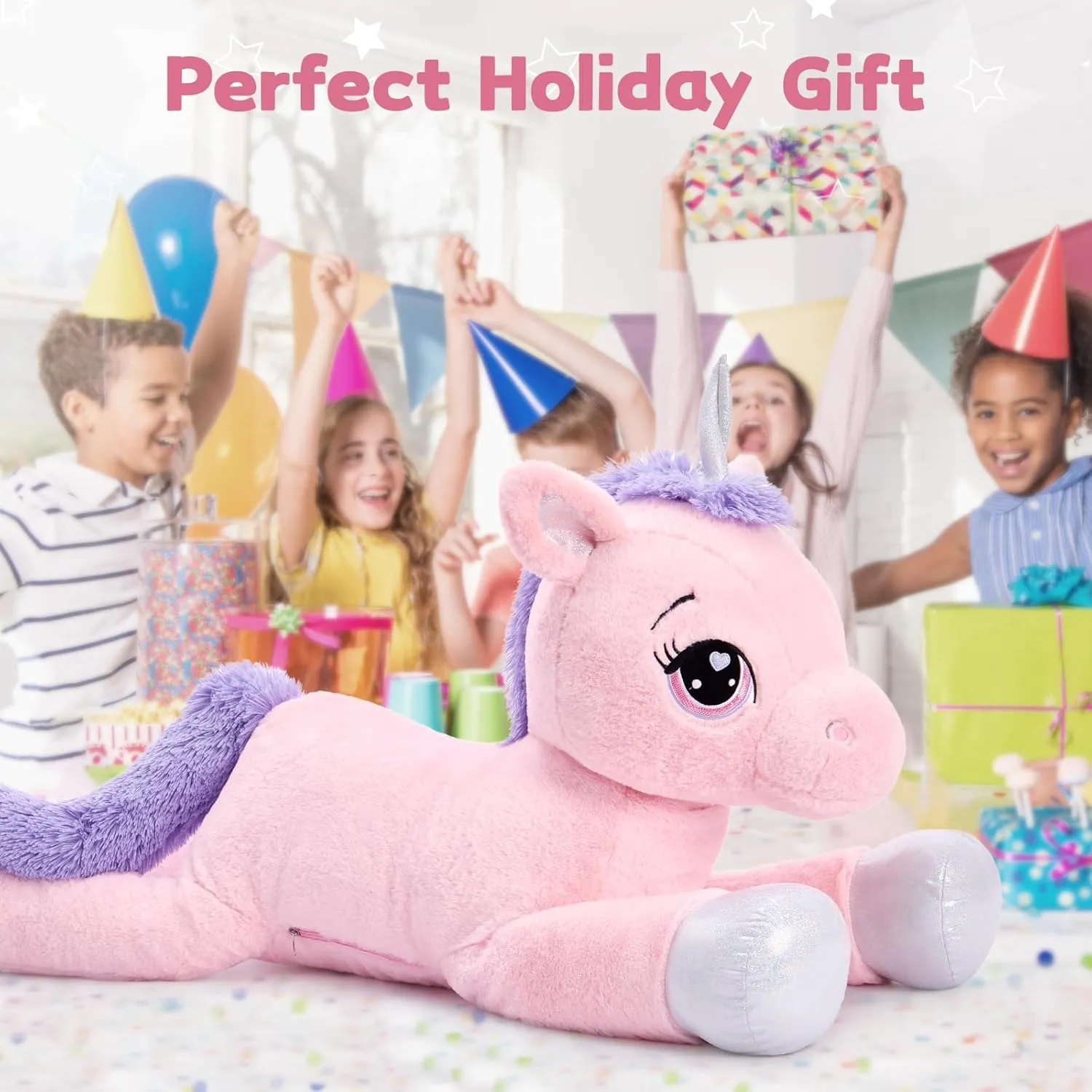 MaoGoLan 43" Big Unicorn Stuffed Animal, Giant Animal Plush Pillow Full of 5.4 Pounds of Cotton Large Unicorn Body Hugging Pillow for Girls Boys, Gift for Special Day