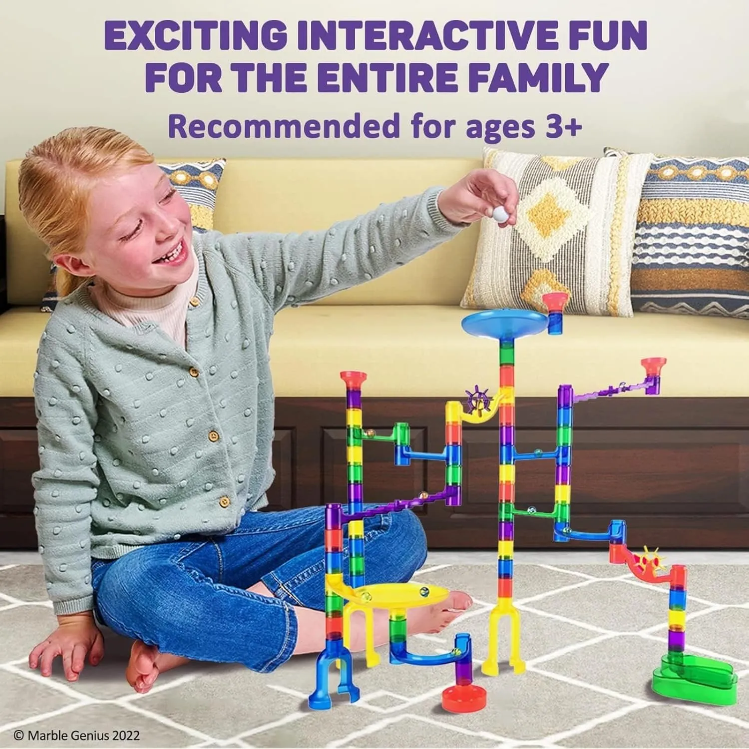 Marble Genius Marble Run Booster Set - 20 Pieces Total (Marbles Not Included), Construction Building Blocks Toys for Ages 3 and Above, with Instruction App Access, Add-On Set, Primary